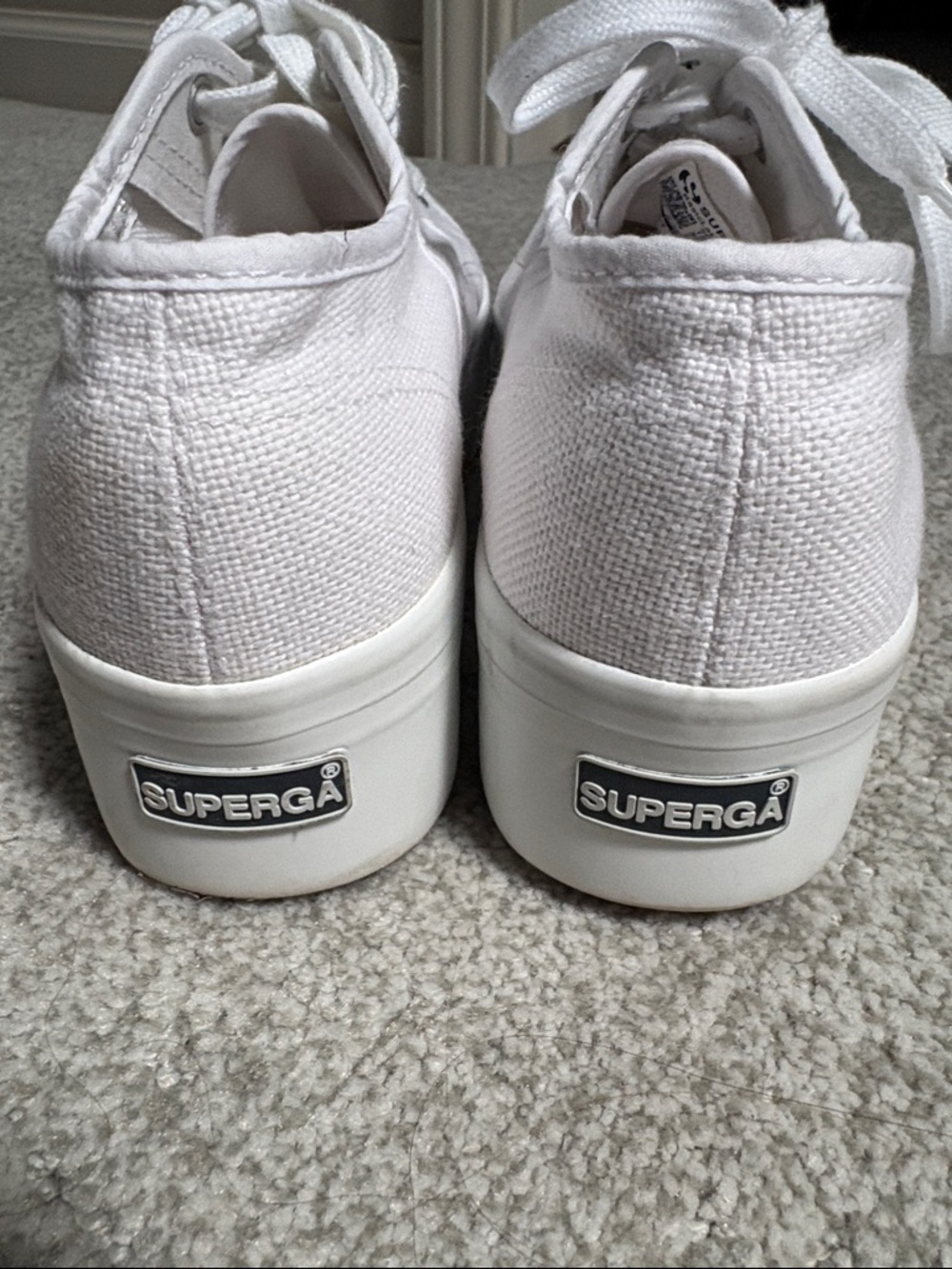 Superga White Low-Top 2740 Platform Canvas Sneaker Size 37 - Picture 9 of 11